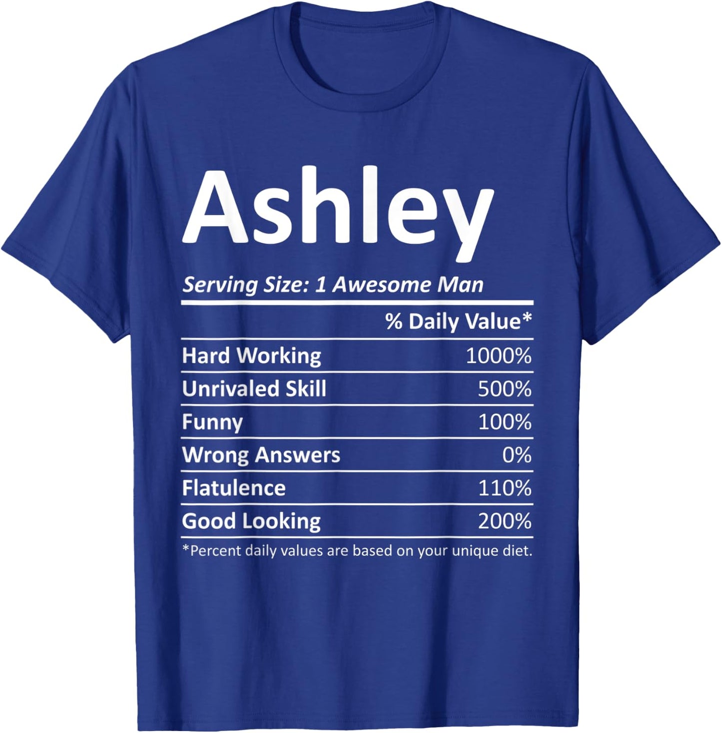 ASHLEY Nutrition Funny Birthday Personalized Name Gift T-Shirt - T-Shirt | Royal