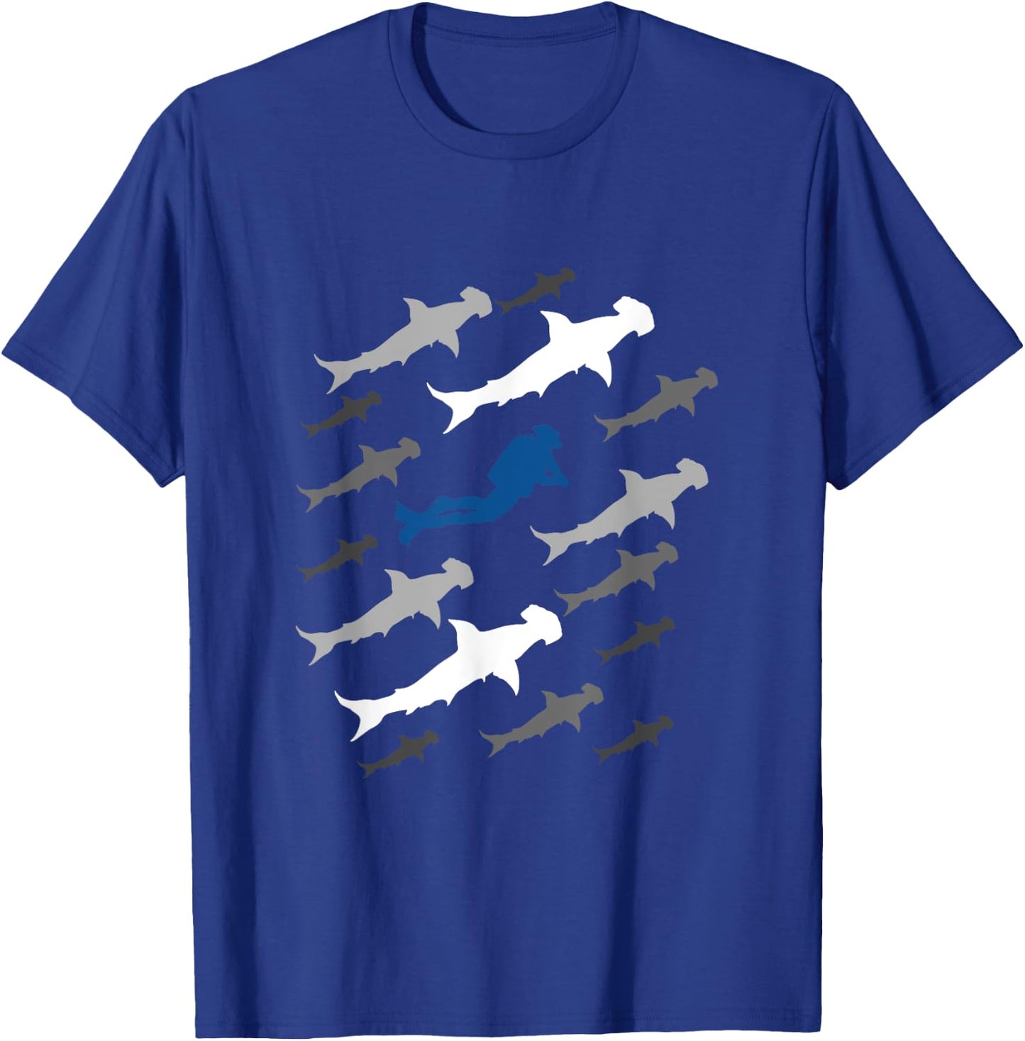 Scuba Diver and Hammerhead Shark for Scuba Diving Trip Dive T-Shirt - T-Shirt | Royal