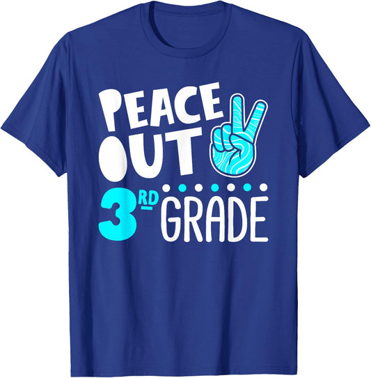 Peace Out 3rd Grade Graduation Last Day School 2025 Funny T-Shirt - T-Shirt | Royal