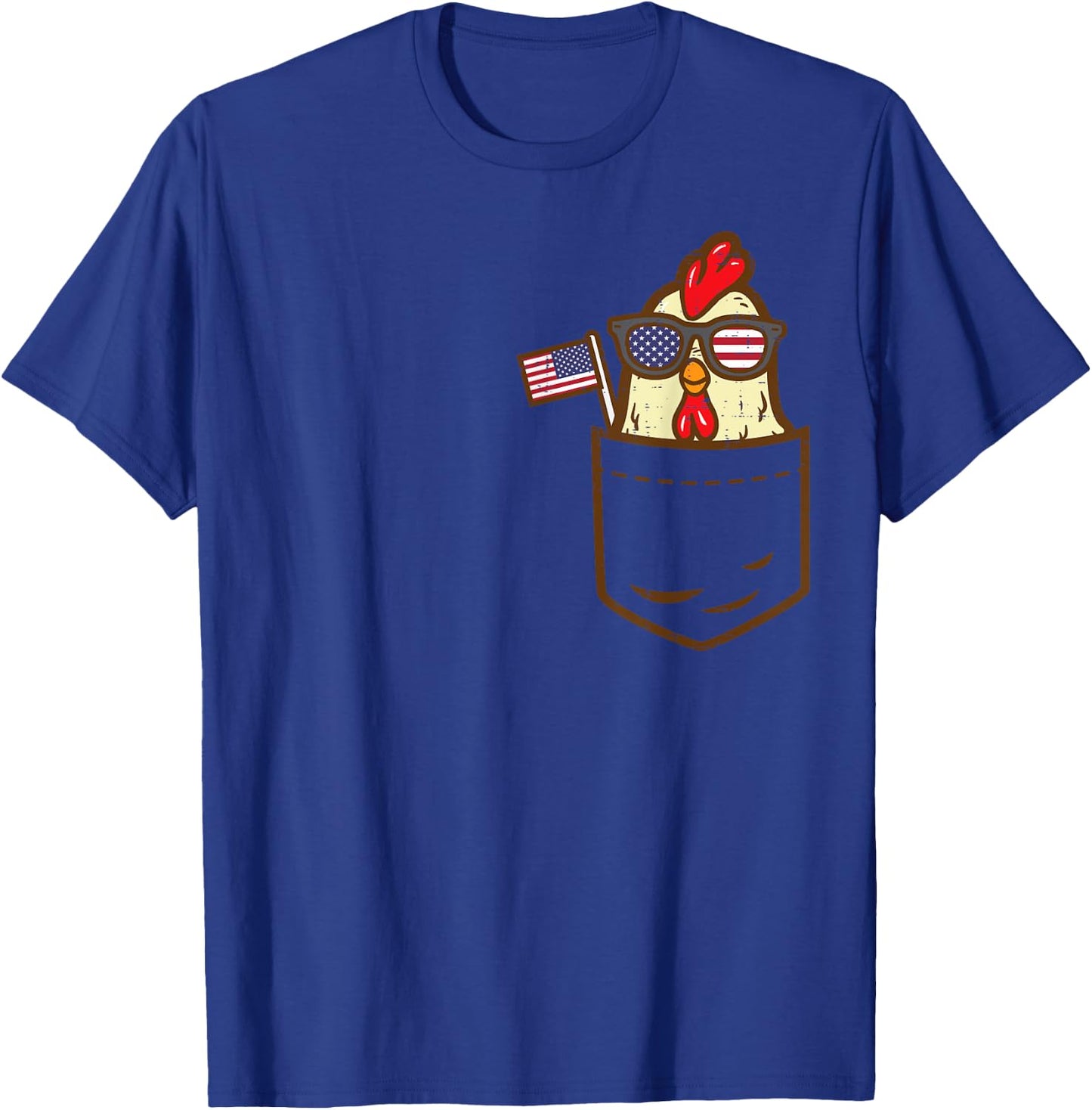 Chicken Pocket Farm American Flag USA 4th Of July Animal T-Shirt - T-Shirt | Royal