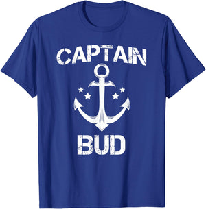 CAPTAIN BUD Funny Birthday Personalized Name Boat Gift T-Shirt - T-Shirt | Royal