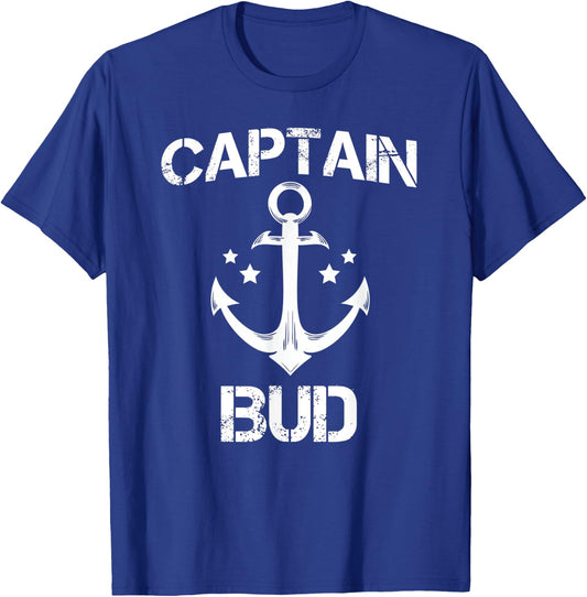 CAPTAIN BUD Funny Birthday Personalized Name Boat Gift T-Shirt - T-Shirt | Royal