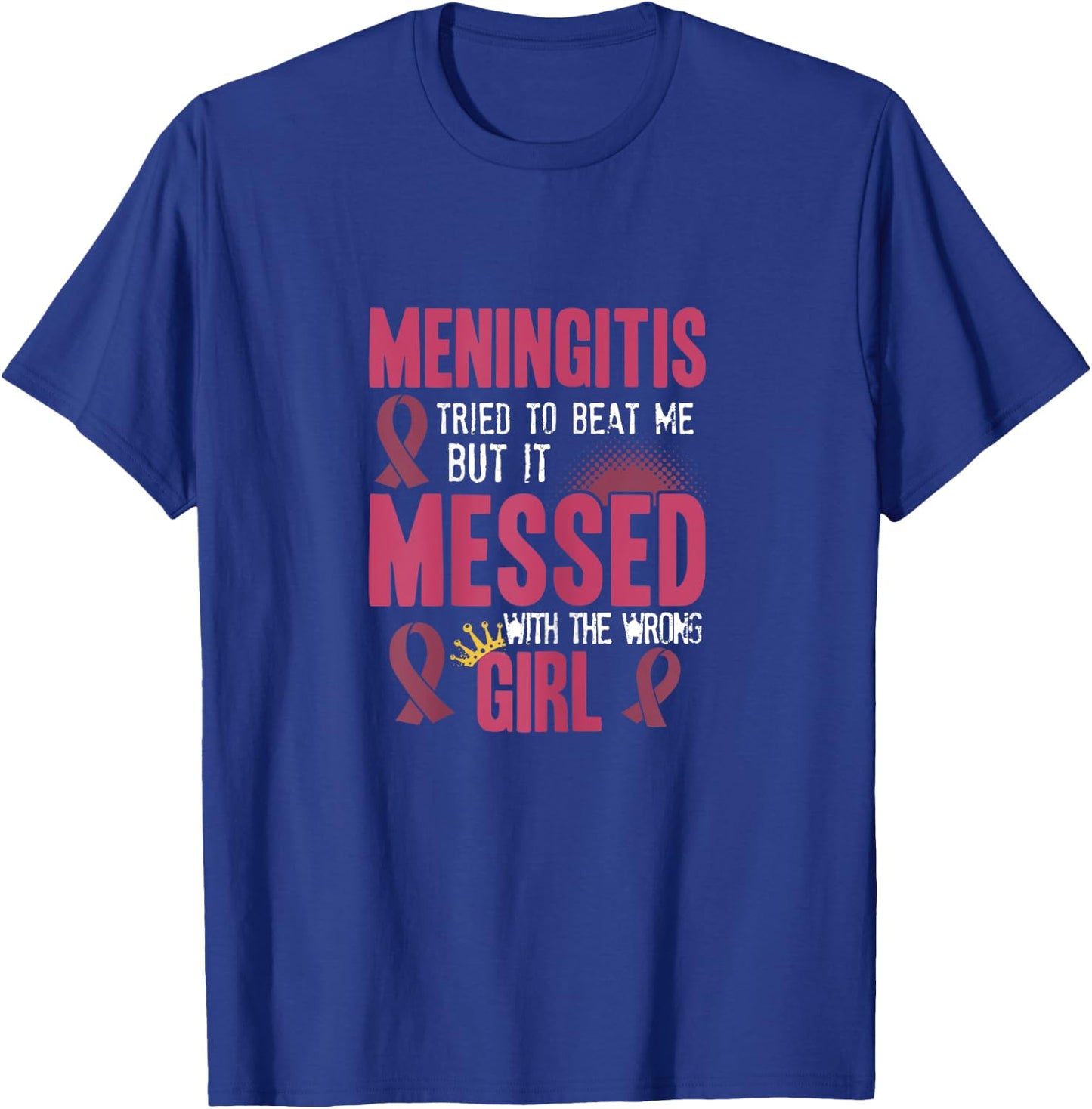 Meningitis Awareness survivor Girl Burgundy Ribbon T-Shirt - T-Shirt | Royal