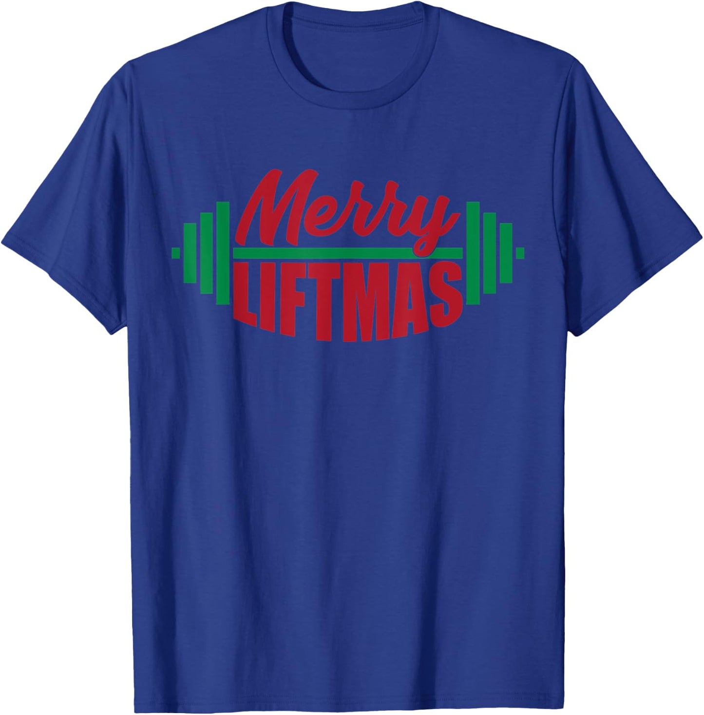 Merry Liftmas Funny Weightlifting Gym Xmas Workout Exercise T-Shirt - T-Shirt | Royal