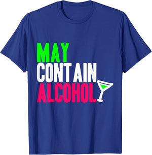 May Contain Alcohol Funny Drinking Gift Adults Beer T-Shirt - T-Shirt | Royal