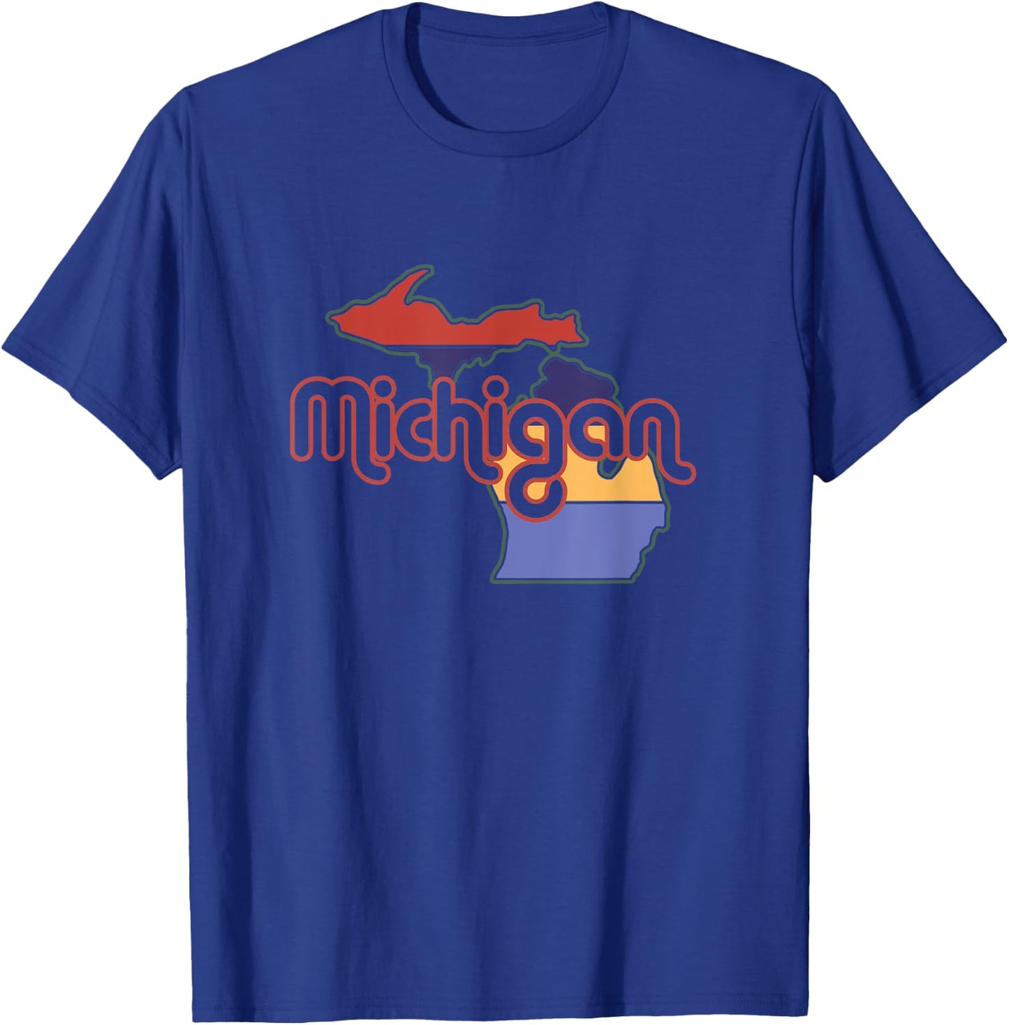70s Retro Style Upper Peninsula Great Lake State Michigan T-Shirt - T-Shirt | Royal