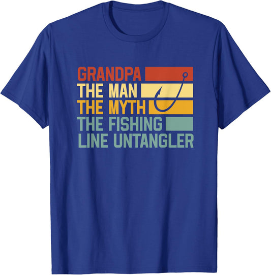 Grandpa The Man The Myth The Fishing Line Untangler T-Shirt - T-Shirt | Royal