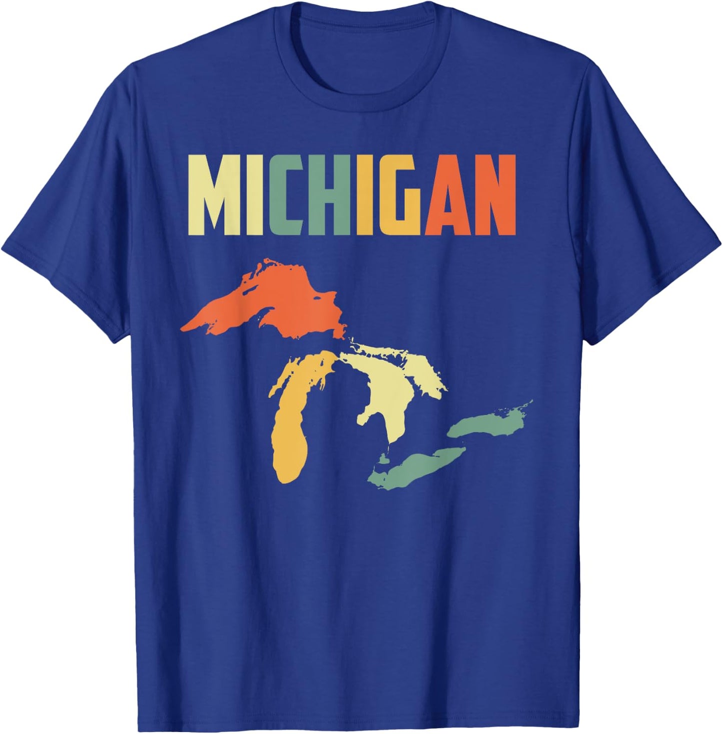 The Great Lakes Largest Water Retro Color Michigan MI Pride T-Shirt - T-Shirt | Royal