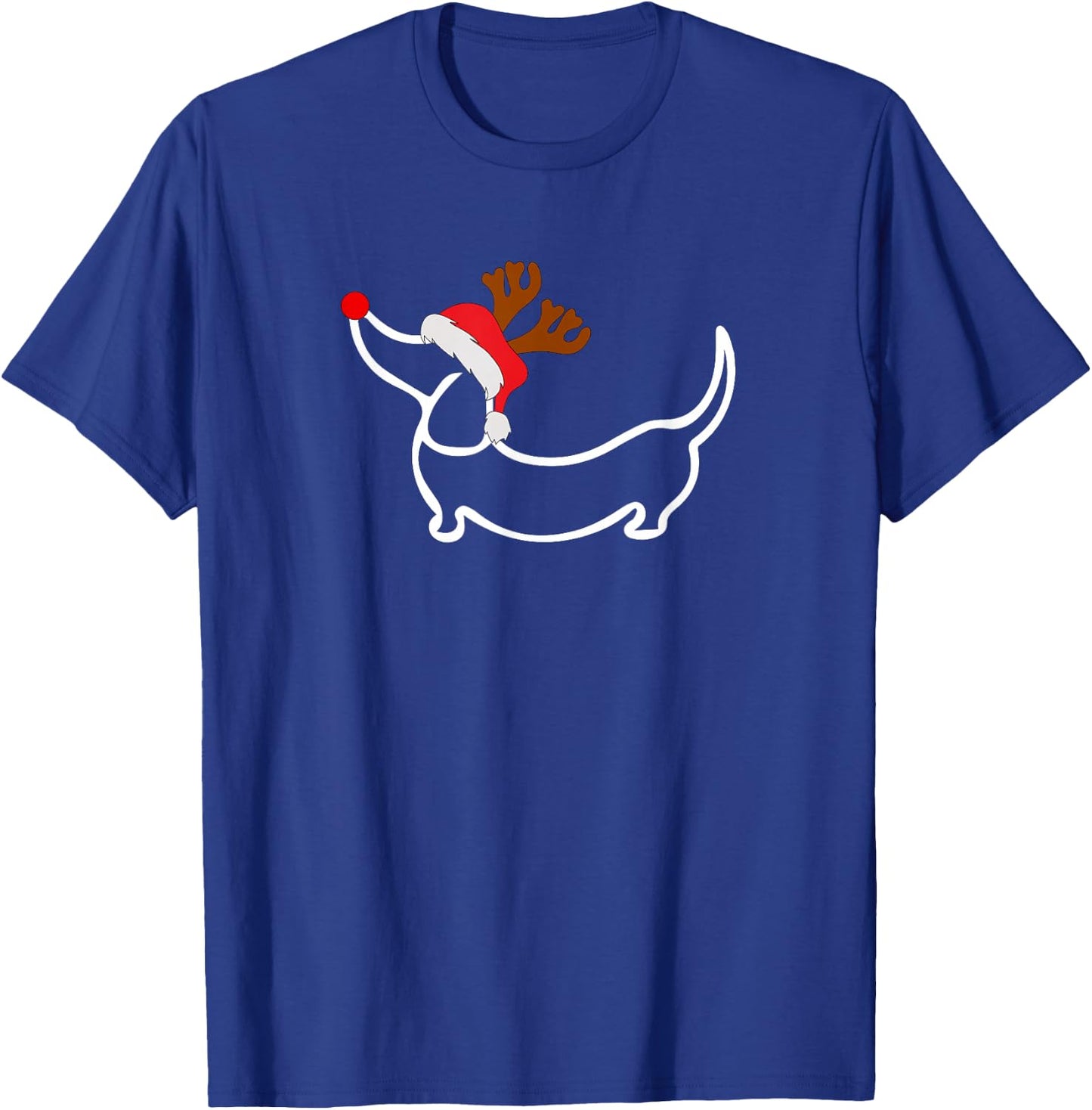 Christmas Dachshund Reindeer in Santa Hat T-Shirt - T-Shirt | Royal