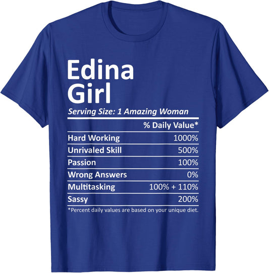 EDINA GIRL MN MINNESOTA Funny City Home Roots USA Gift T-Shirt - T-Shirt | Royal