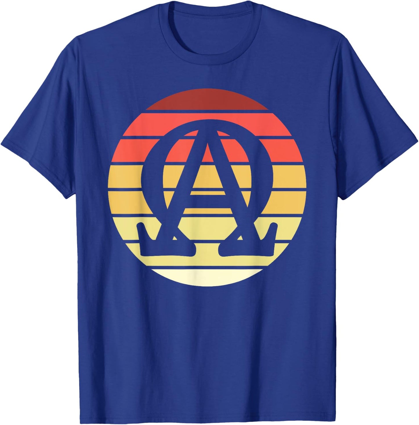 Alpha and Omega Symbol Retro Sunset Art Catholic Men Priests T-Shirt - T-Shirt | Royal
