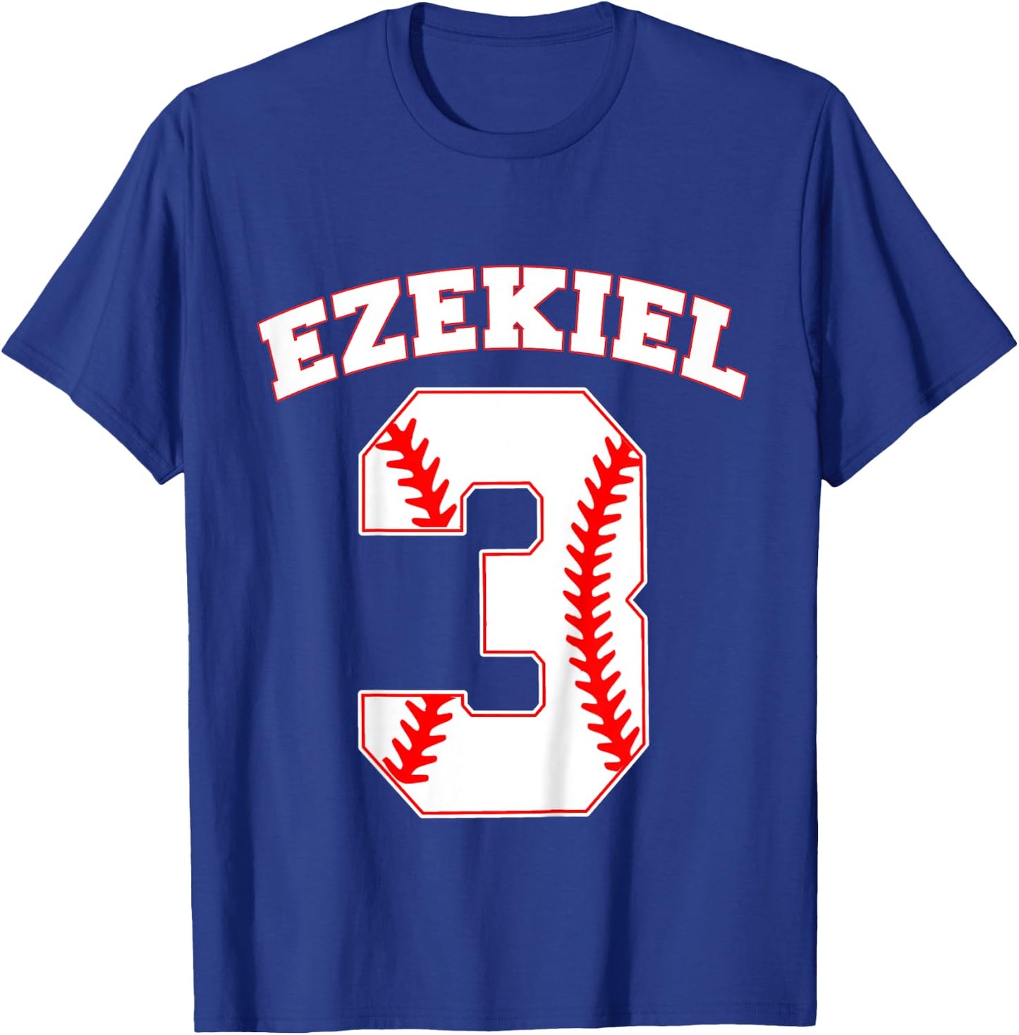Kids Ezekiel Baseball Name Three Years 3rd Birthday Number Boys T-Shirt - T-Shirt | Royal