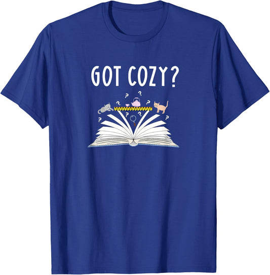 Cozy Cat Mystery Book Lover Reading Nerd Cute Bookish Reader Men Women Kids T-Shirt - T-Shirt | Royal