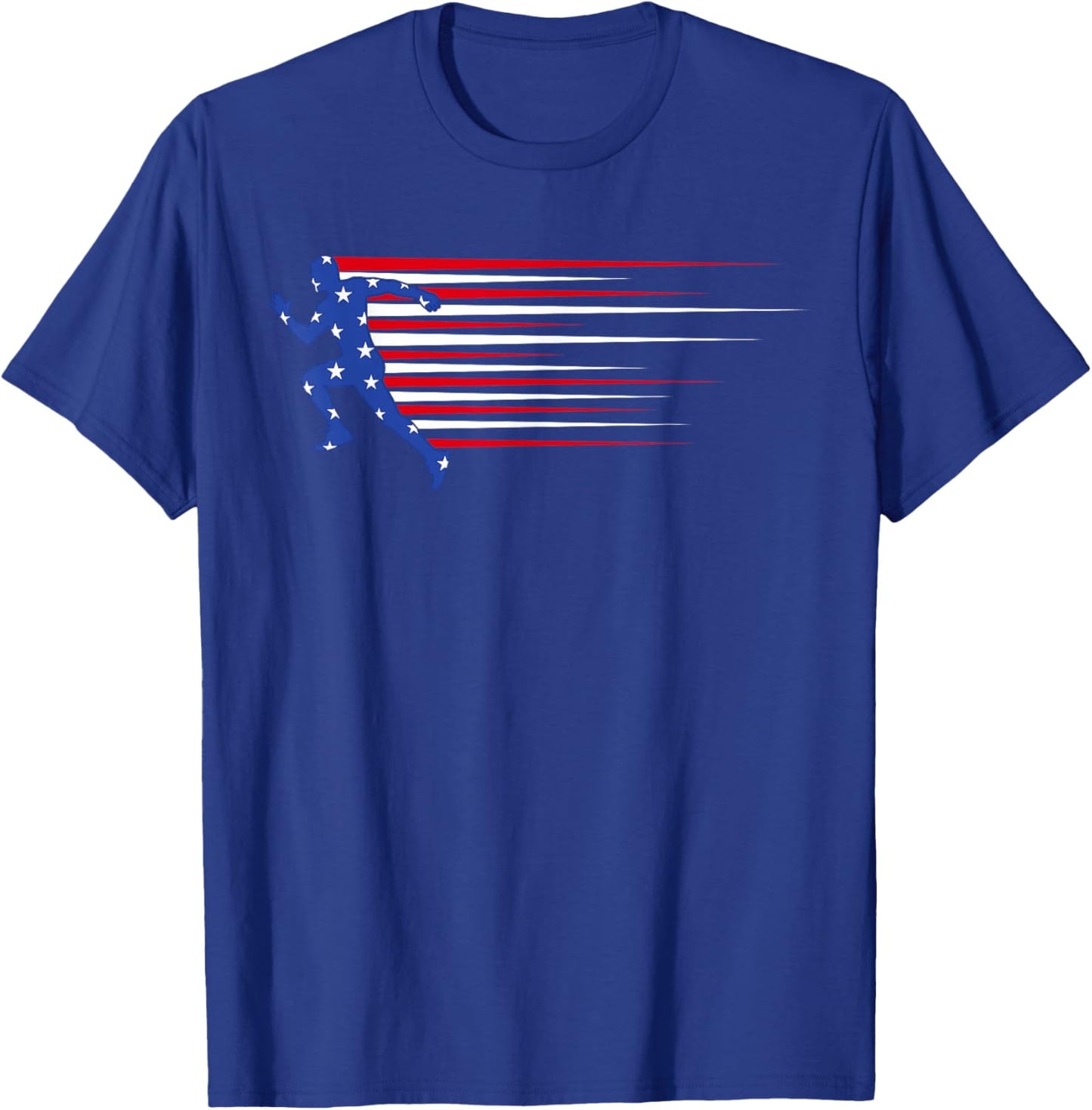 American Flag Track And Field 4th of July Running Athlete T-Shirt - T-Shirt | Royal