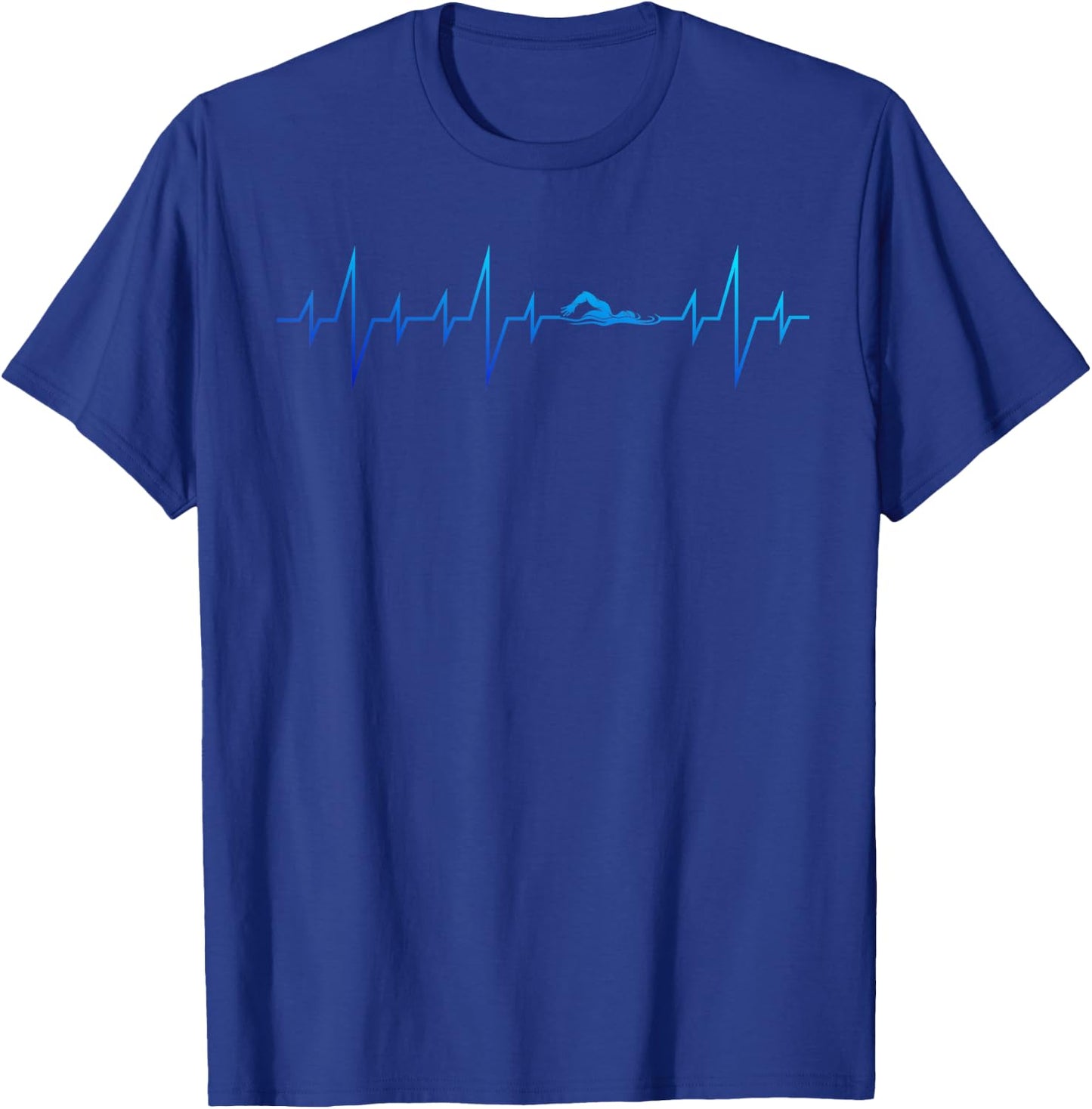 Sports Swimming Club Hobby Swimmer Heartbeat Swimming T-Shirt - T-Shirt | Royal
