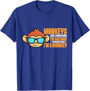 Monkeys Are Awesome Therefore I'm A Monkey Designs For Boys T-Shirt - T-Shirt | Royal