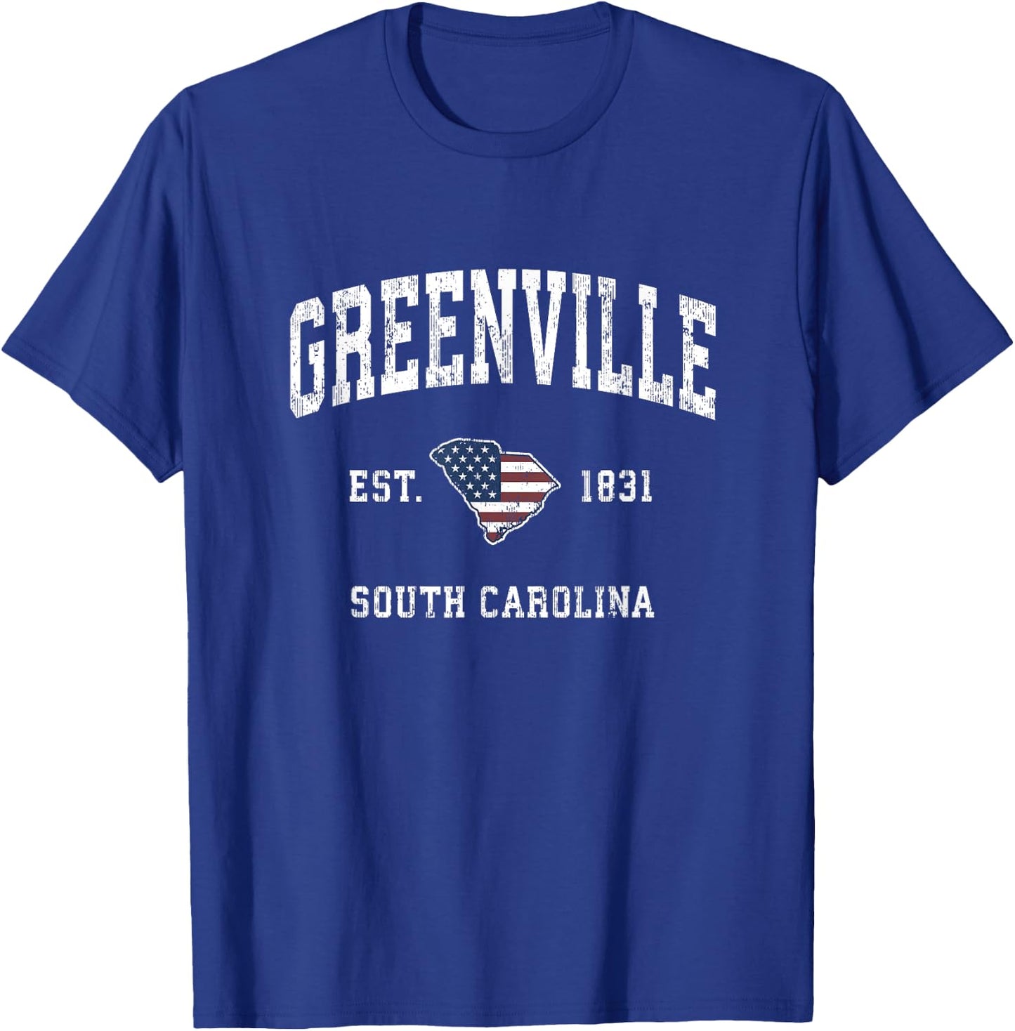 Greenville South Carolina SC Vintage American Flag Design Women Kids Men T-Shirt - T-Shirt | Royal