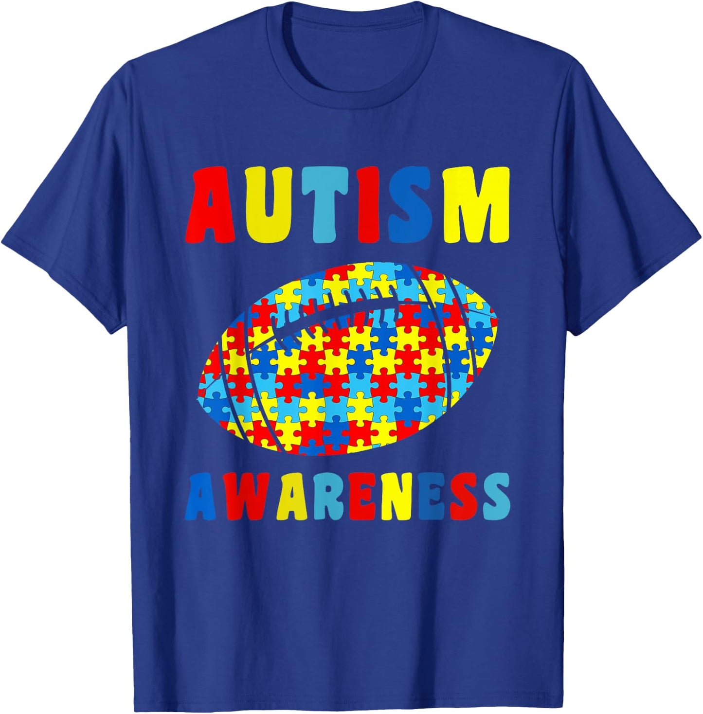 Love Football Puzzles Autism Awareness Kids Boys Girls T-Shirt - T-Shirt | Royal