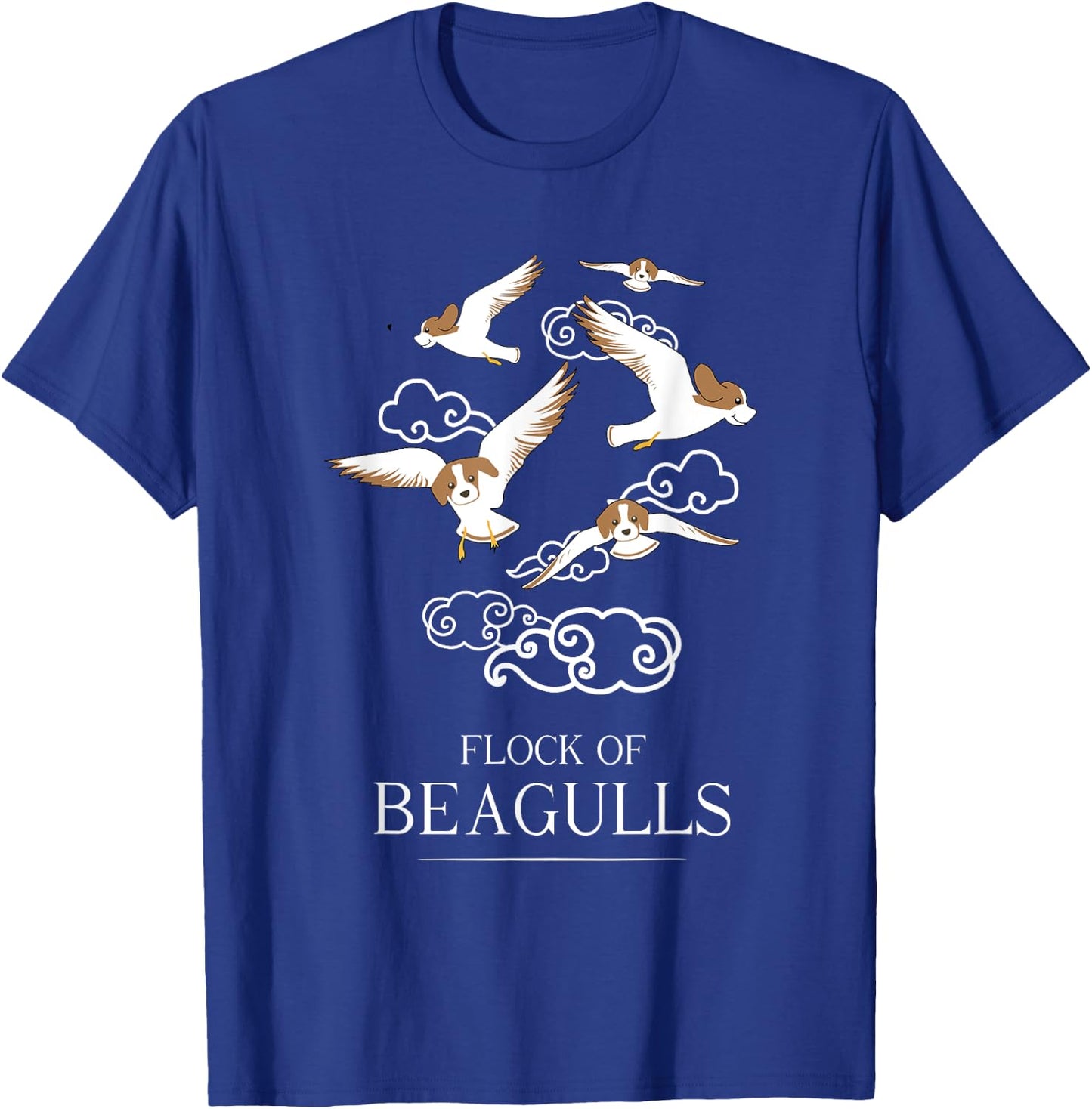 Flock Of Beagulls | Funny Cute Dog/Puppy Beagle Pet Pun T-Shirt - T-Shirt | Royal