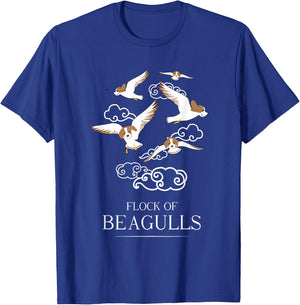 Flock Of Beagulls | Funny Cute Dog/Puppy Beagle Pet Pun T-Shirt - T-Shirt | Royal