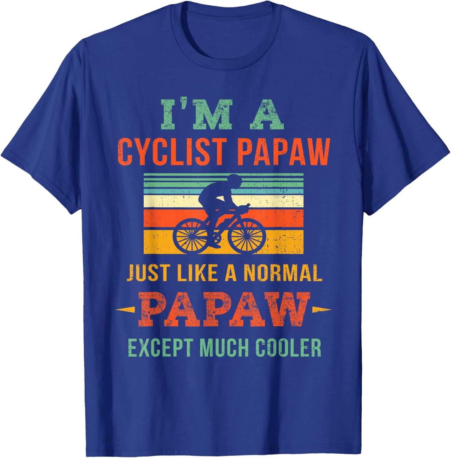 Retro Cyclist Papaw Gift Grandpa Cycling Road Biking T-Shirt - T-Shirt | Royal