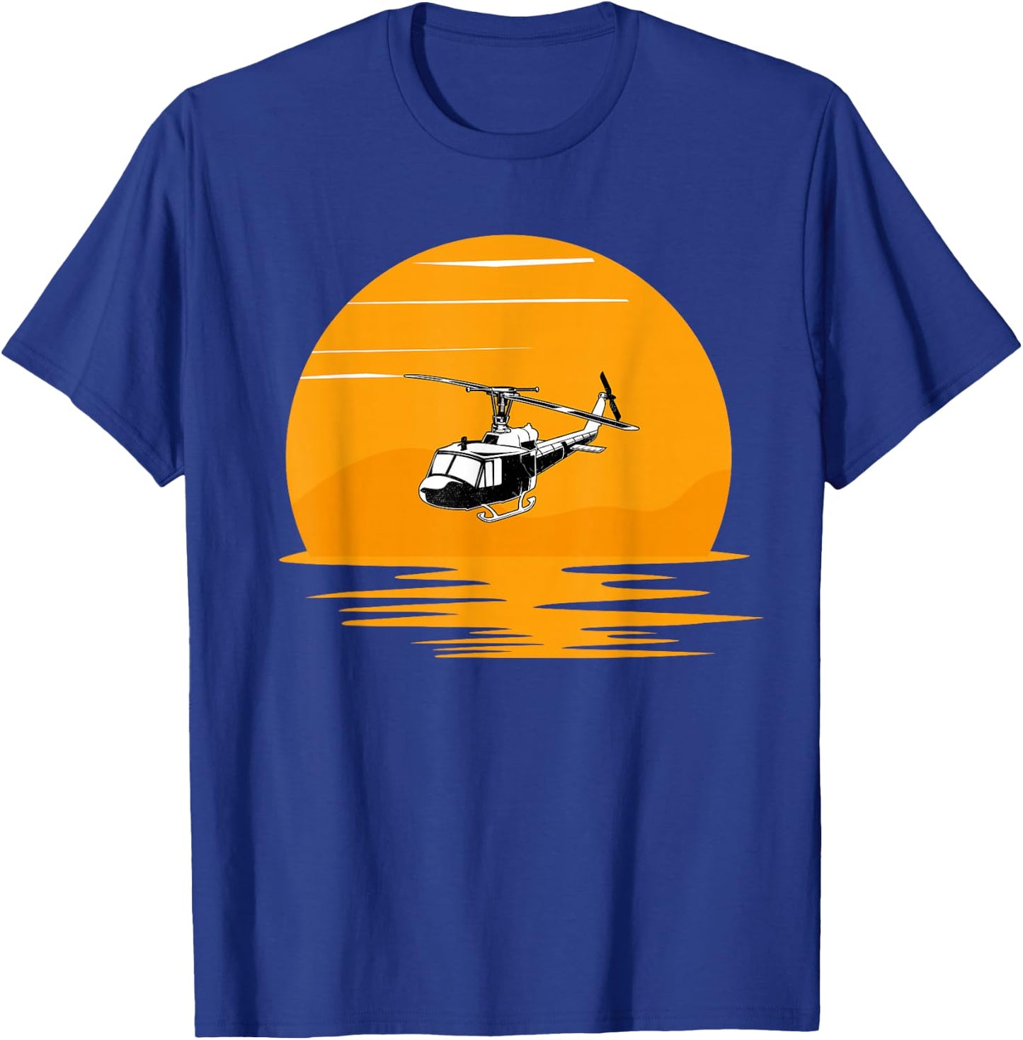 Sunset UH-1 Huey Helicopter Lover Gift Pilot Women Men T-Shirt - T-Shirt | Royal