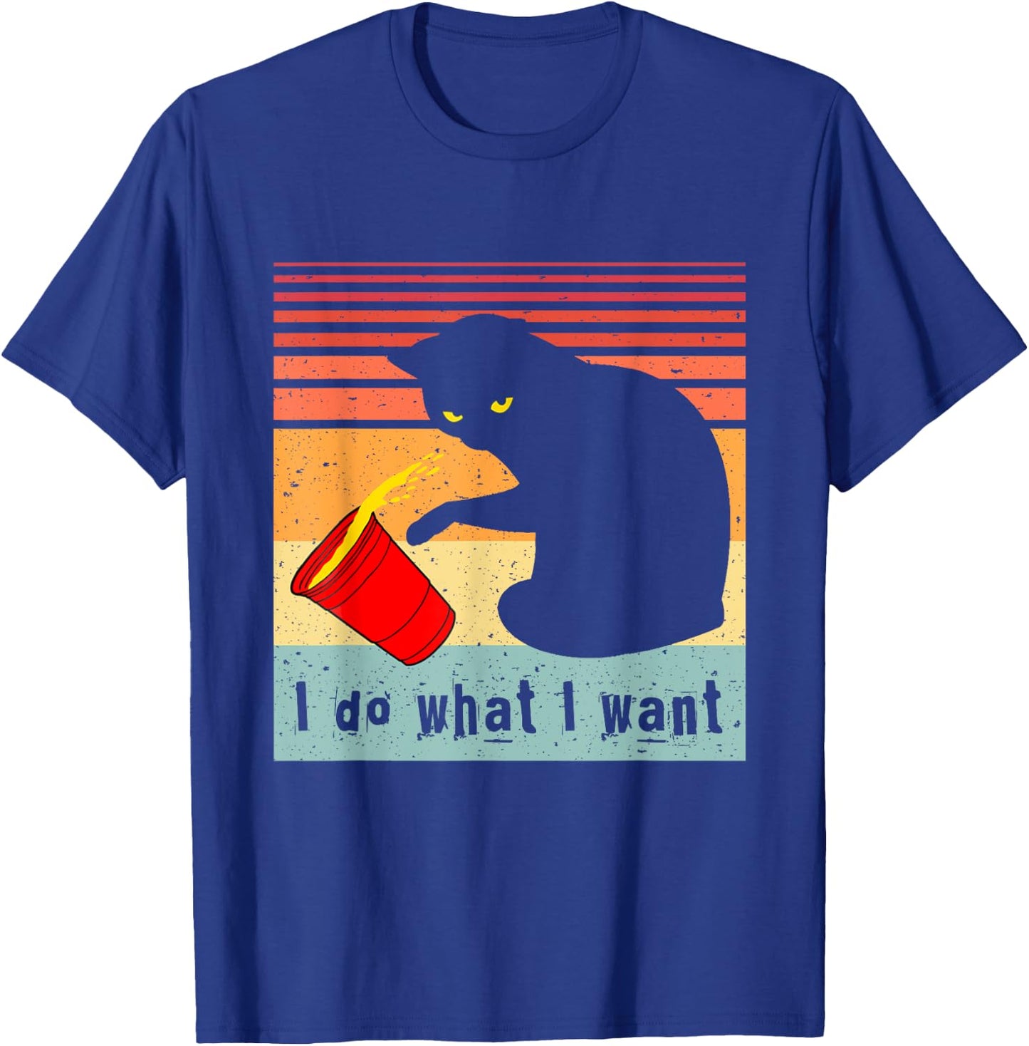 Do What I Want Vintage Black Cat Red Cup Funny My Cat T-Shirt - T-Shirt | Royal