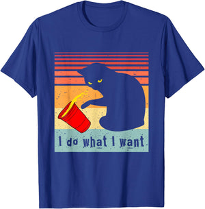 Do What I Want Vintage Black Cat Red Cup Funny My Cat T-Shirt - T-Shirt | Royal