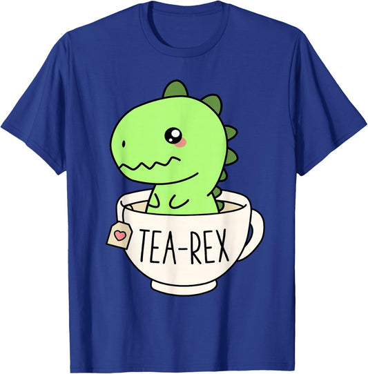 Tea-Rex Cute T-Rex Dinosaur Kawaii Funny Dino Pun T-Shirt - T-Shirt | Royal