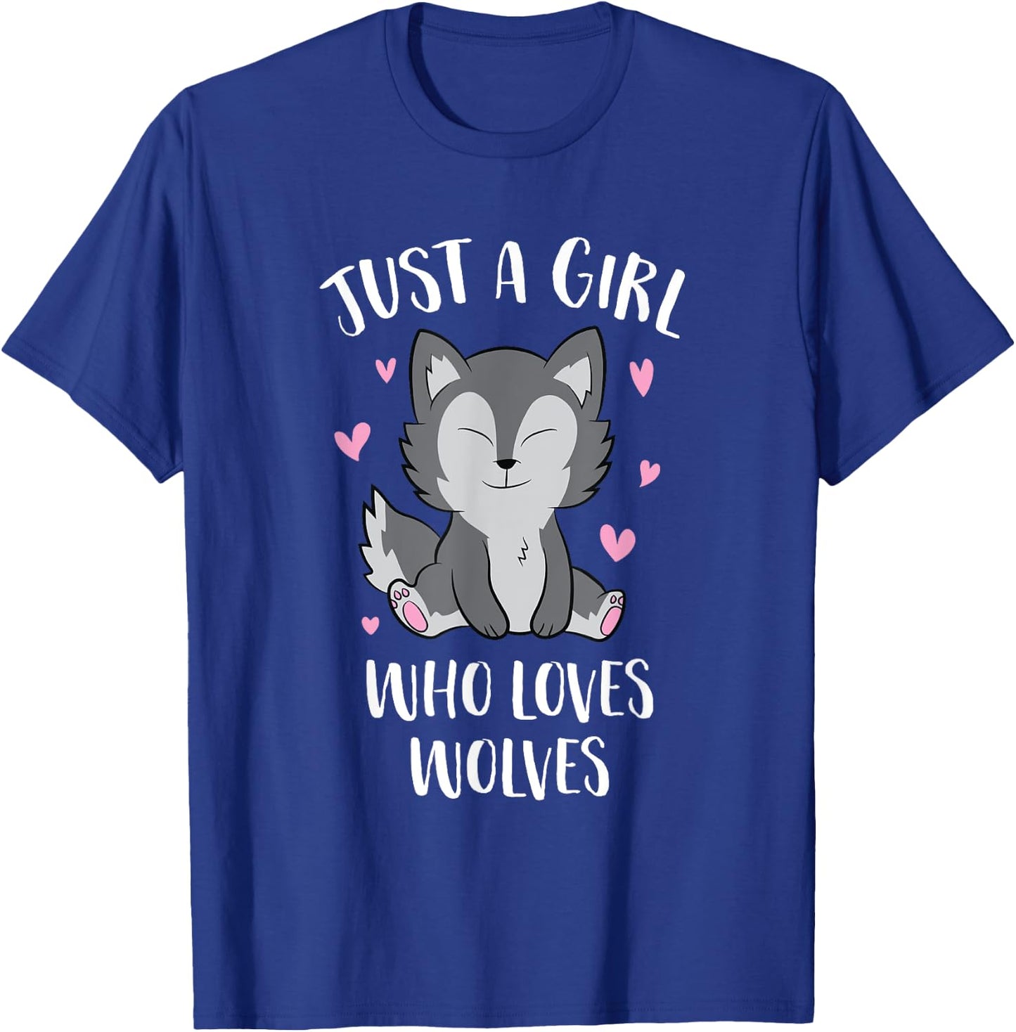 Just A Girl Who Loves Wolves Cute Wolf Girl T-Shirt - T-Shirt | Royal