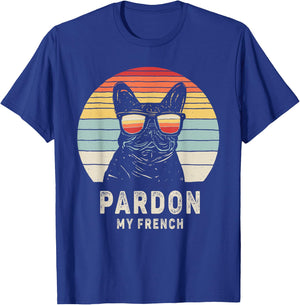 Vintage Retro Pardon My French Frenchie Bulldog Dog T-Shirt - T-Shirt | Royal