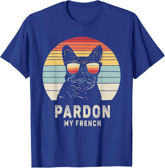 Vintage Retro Pardon My French Frenchie Bulldog Dog T-Shirt - T-Shirt | Royal