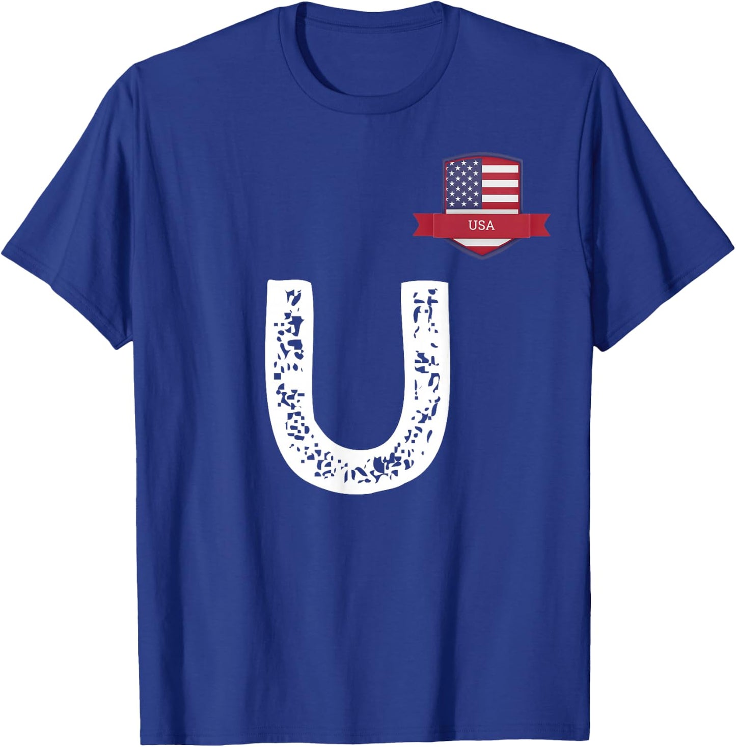 USA Human-Flag Letter U American USA T-Shirt - T-Shirt | Royal
