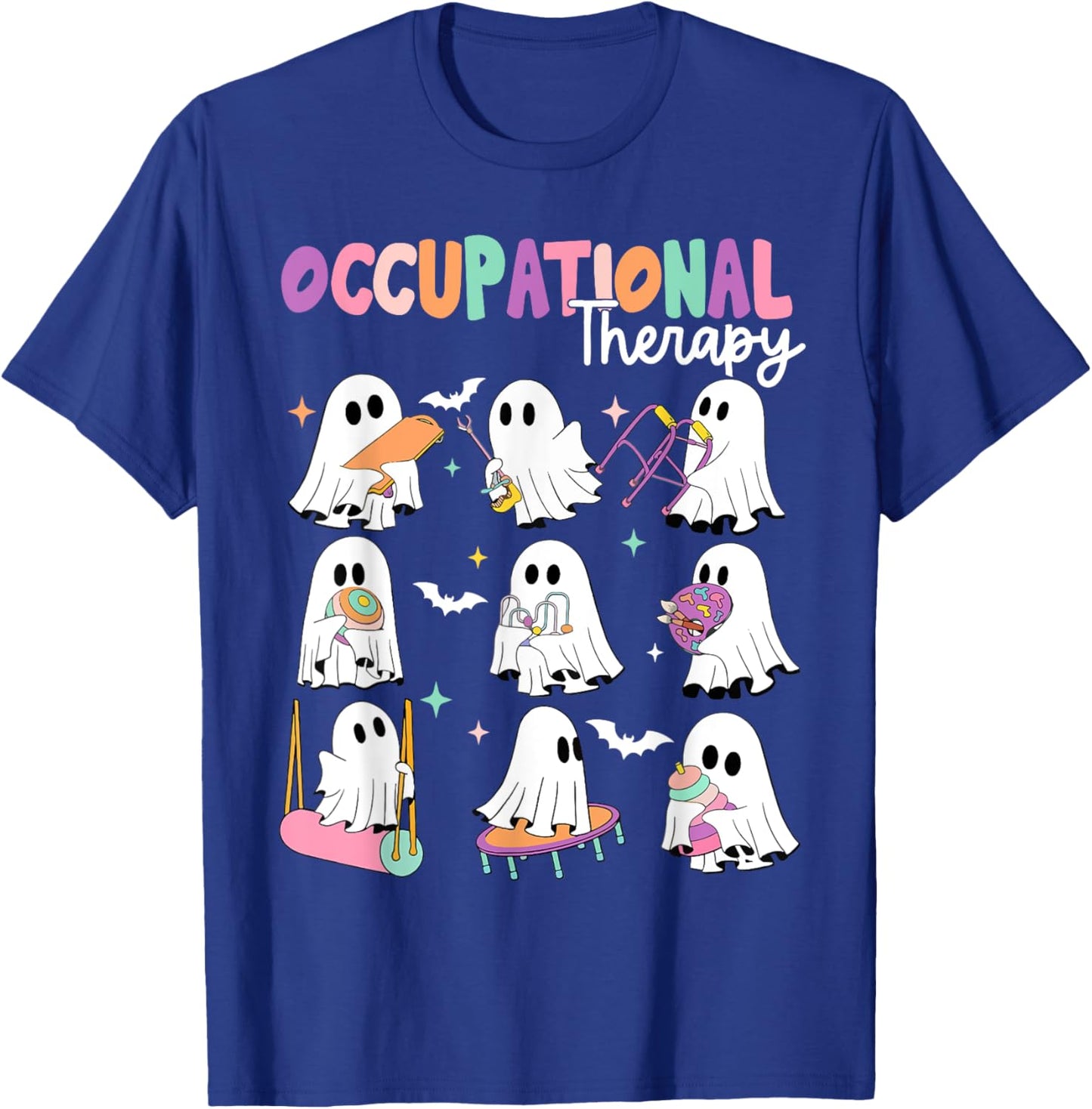 OT Occupational Therapy Halloween Retro Ghost OT Halloween T-Shirt - T-Shirt | Royal