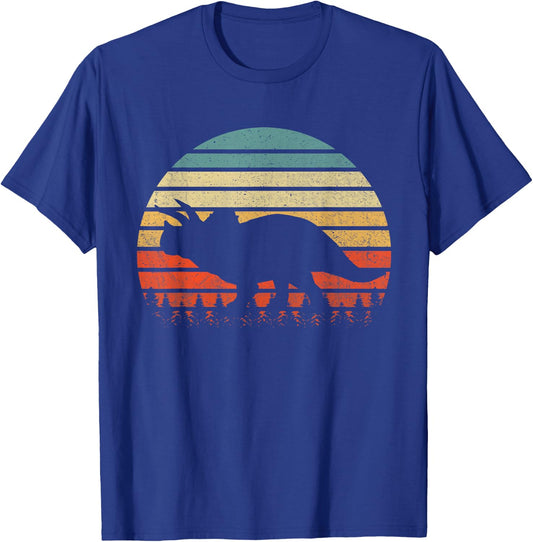 Vintage Triceratops Dinosaurus Sunset Retro T-Shirt - T-Shirt | Royal