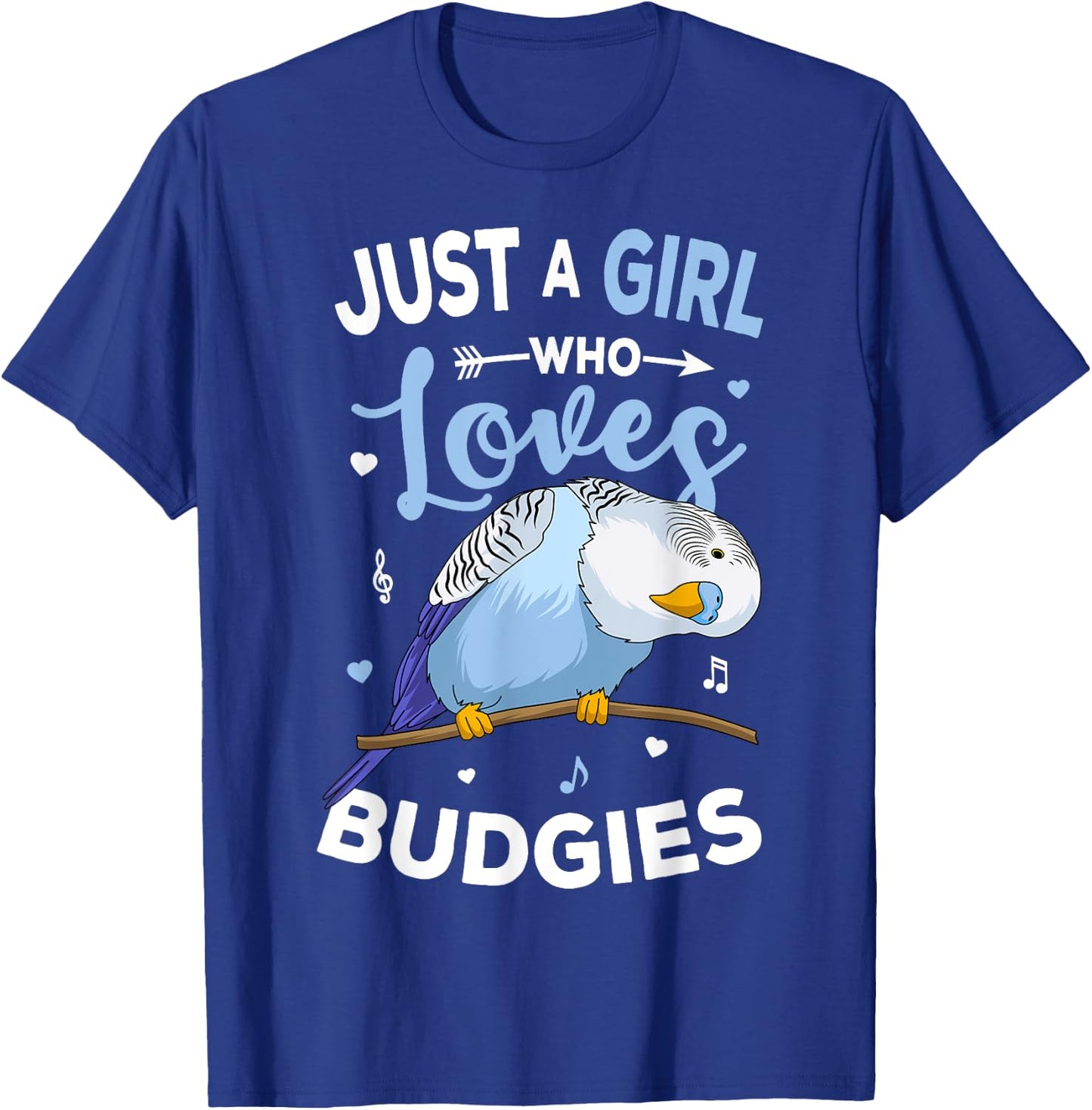 Just A Girl Who Loves Budgies Blue Parakeet Budgerigar Girls T-Shirt - T-Shirt | Royal