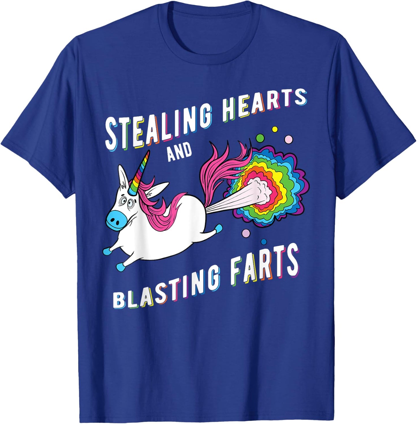 Stealing Hearts And Blasting Farts Unicorn Valentines Gift T-Shirt - T-Shirt | Royal