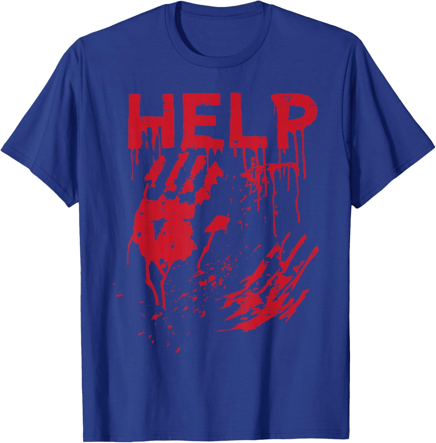 Halloween Help Blood Hands Funny Zombie Costume Men Women T-Shirt - T-Shirt | Royal