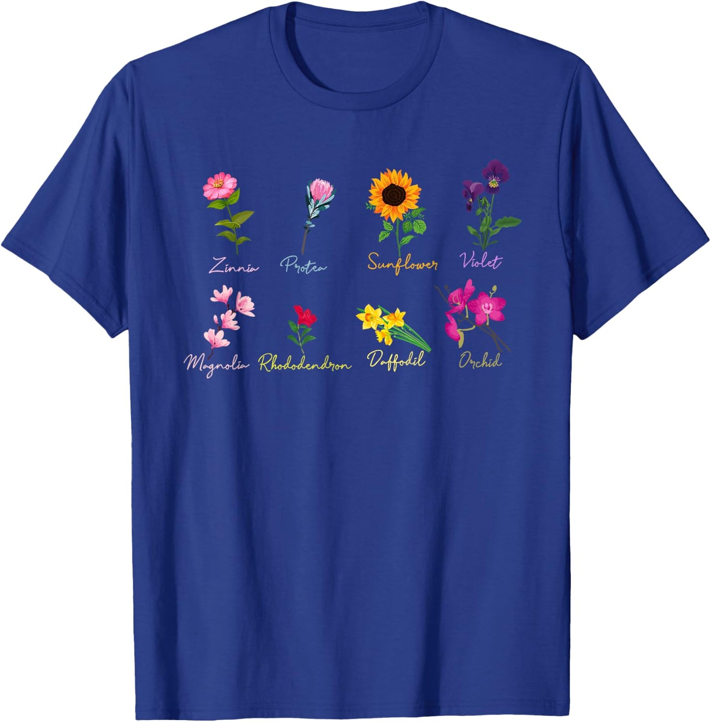 Vintage Inspired Flower Botanical Chart T-Shirt - T-Shirt | Royal