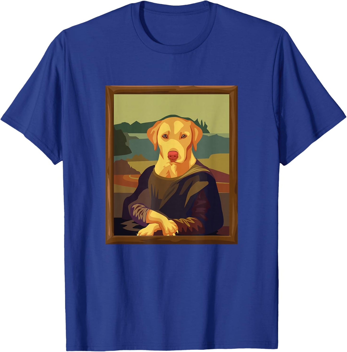 Funny Mona Lisa Yellow Lab Dog Art Parody T-Shirt - T-Shirt | Royal