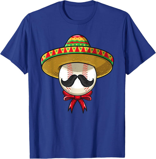 Cinco De Mayo | Baseball Mexican Sombrero T-Shirt - T-Shirt | Royal