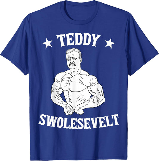 Teddy Roosevelt Theodore Swolesvelt Body Building USA Flag T-Shirt - T-Shirt | Royal