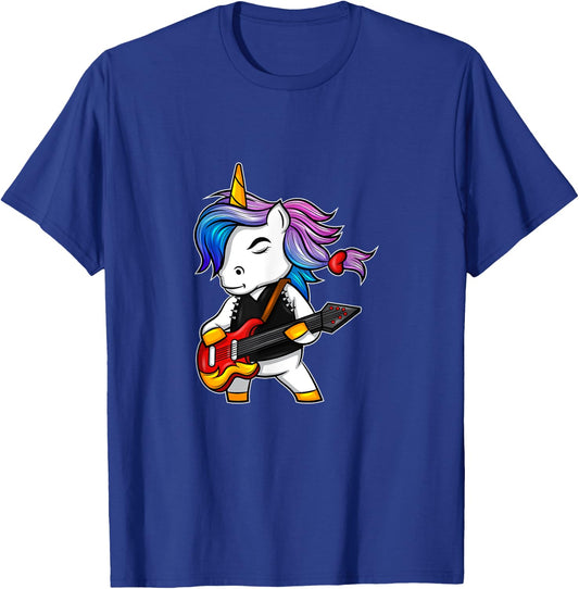 Cool rock and roll unicorn with guitar for rock fans T-Shirt - T-Shirt | Royal