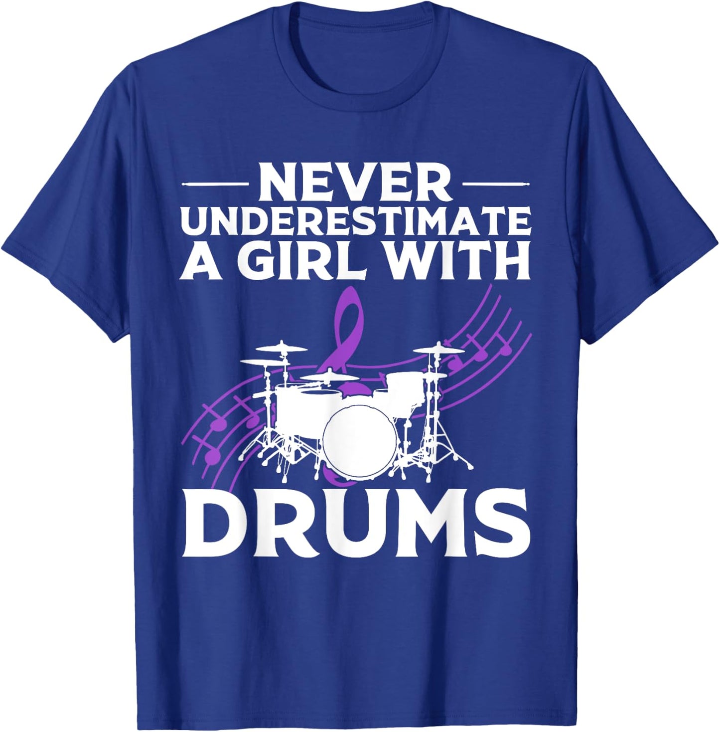 Funny Girl Drummer Gift Cool Rock And Roll Lady T-Shirt - T-Shirt | Royal