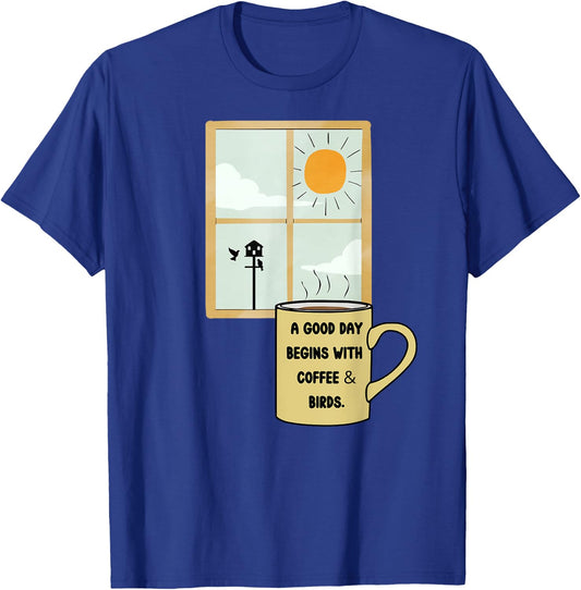 Coffee Drinker Bird Watcher Feeder Birds Nature Lover Gift T-Shirt - T-Shirt | Royal