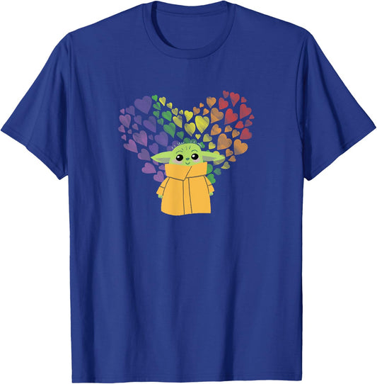Star Wars The Mandalorian The Child Rainbow Hearts T-Shirt - T-Shirt | Royal