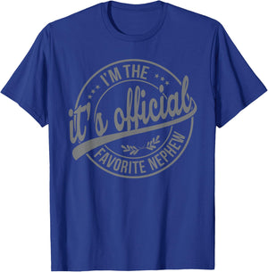 Its Official I'm The Favorite Nephew Black , Men's, , Small, Short Sleeve, Modern Classic, Letter Print T-Shirt - T-Shirt | Royal