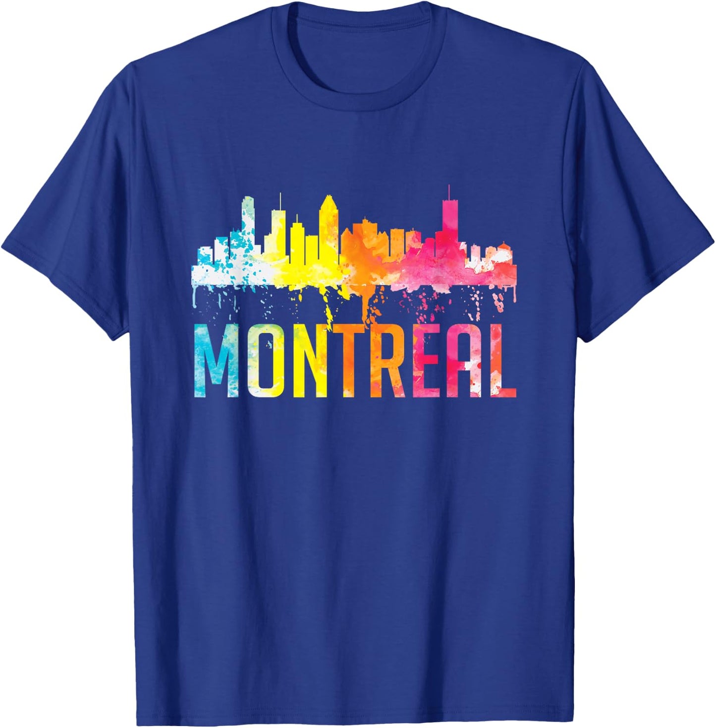 Montreal Canada Watercolor Skyline Home City Souvenir Art T-Shirt - T-Shirt | Royal