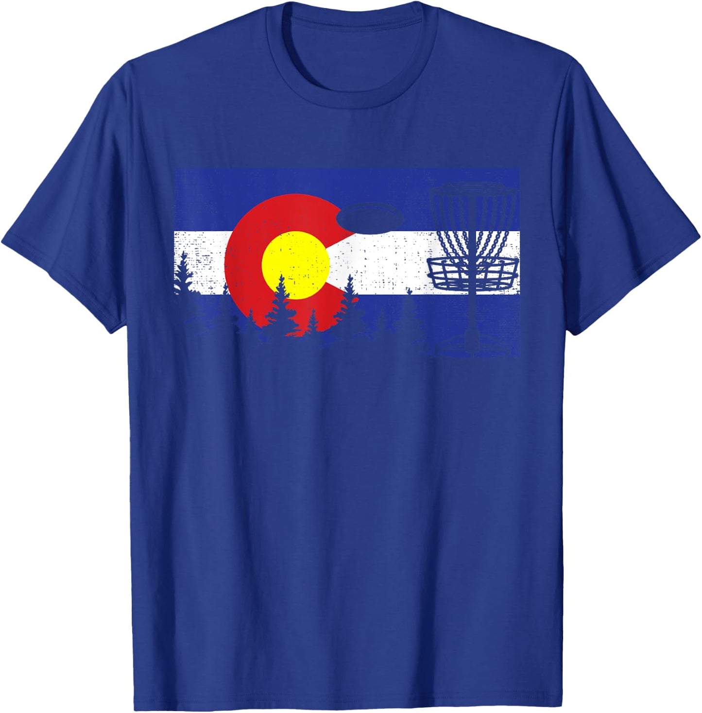 Colorado Flag Disc Golf Gift Disk Frisbees Golfer Golfing T-Shirt - T-Shirt | Royal