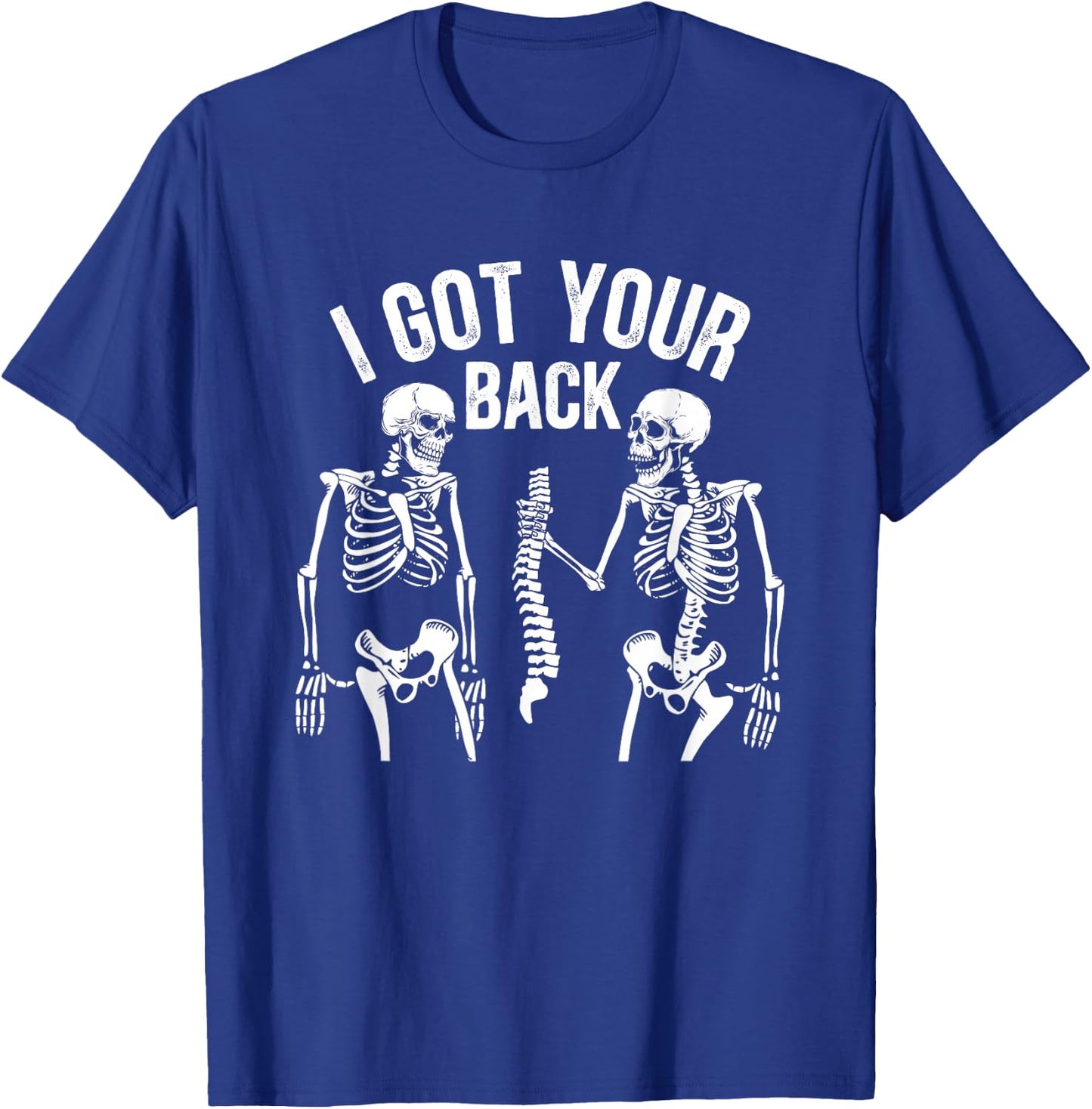 Addictive Designs Halloween Merch Funny Halloween Skeleton, I Got Your Back - Black, -Adults, Small, Short Sleeve T-Shirt - T-Shirt | Royal